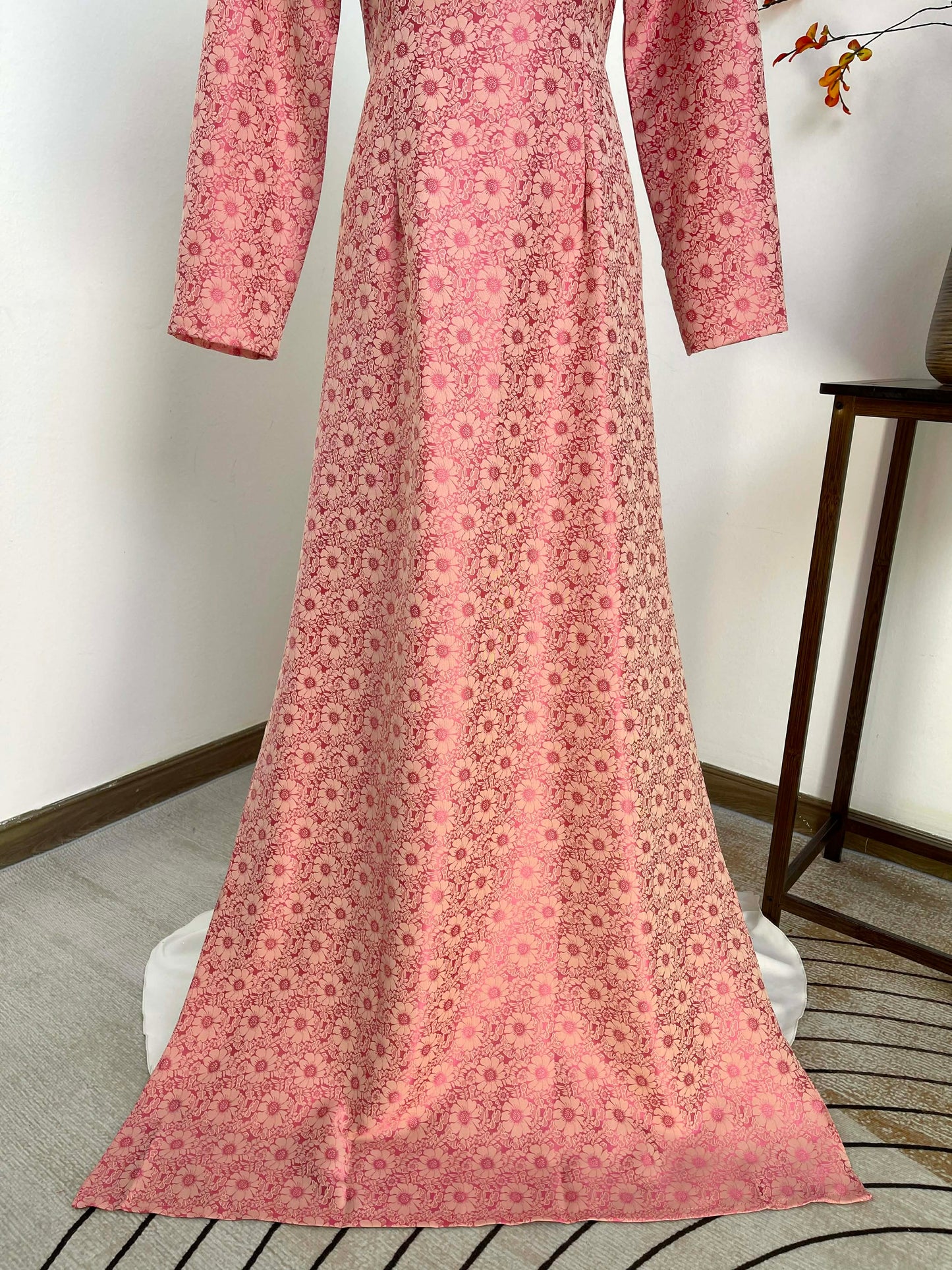 H449 1896 Áo only - Áo dài lụa 2 da màu hồng