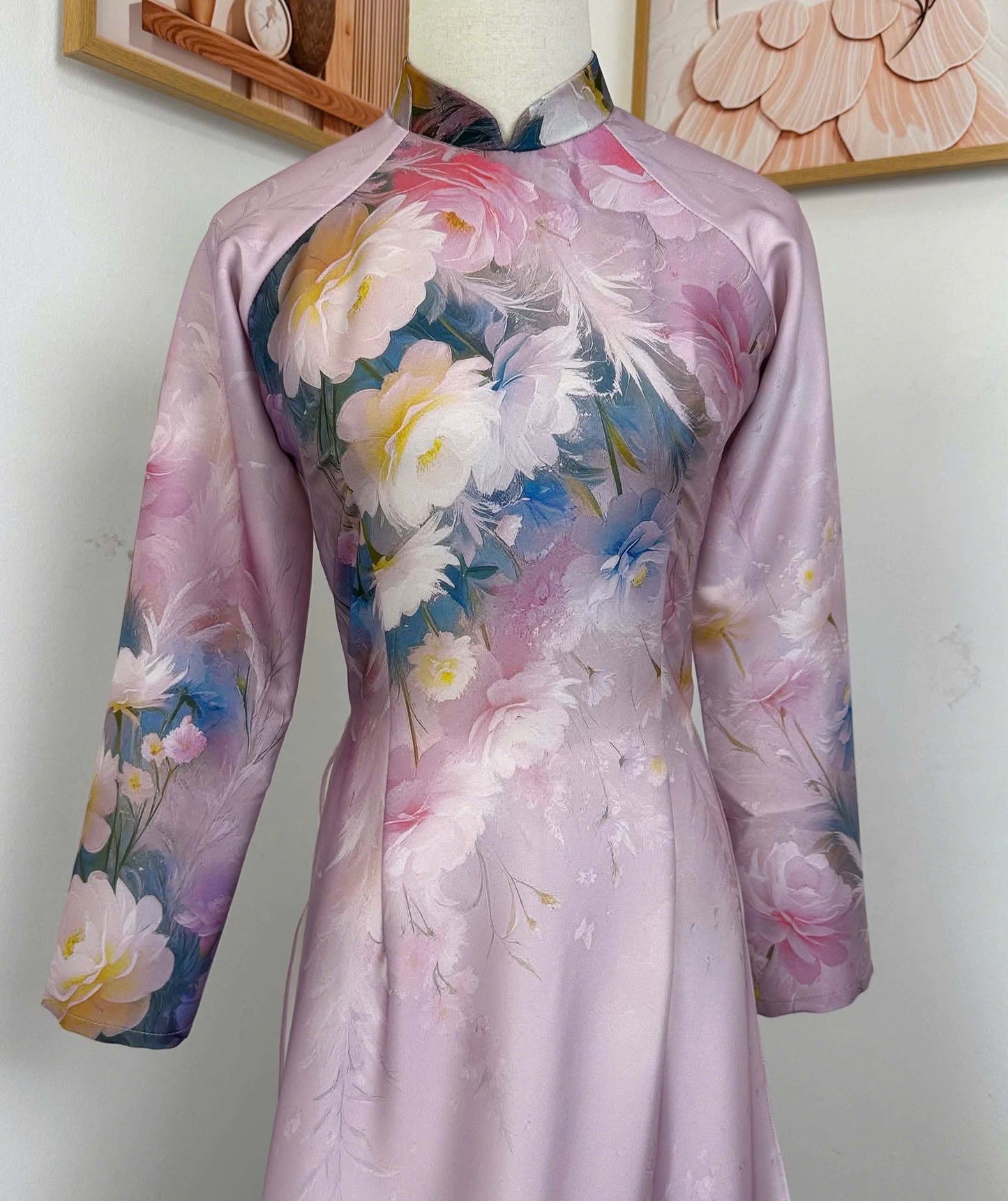 H967 Áo only no pants - Áo dài dáng truyền thống chiết li eo