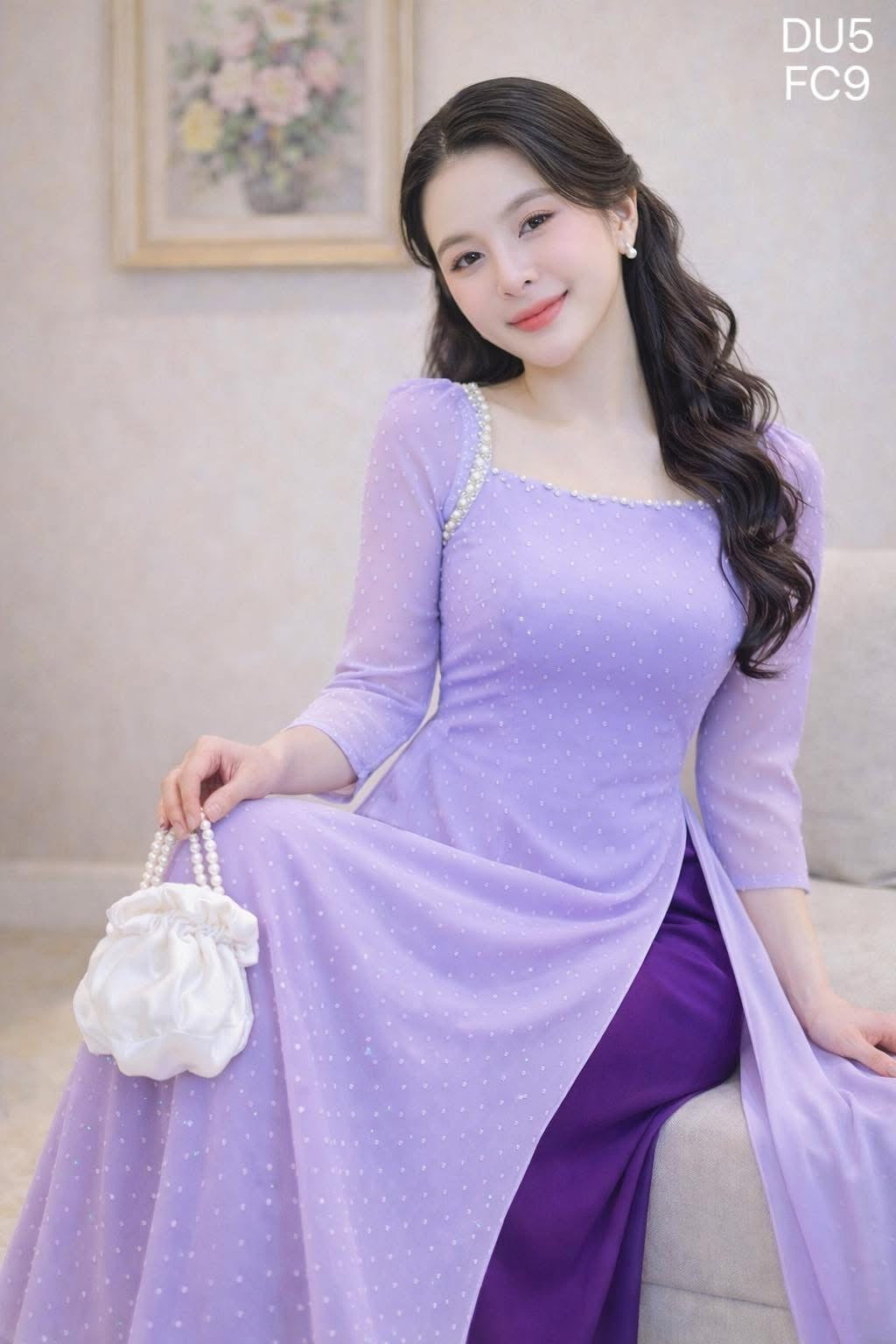 AD2805 - Áo only - 3301 Áo Dài 4 tà ngọc ruby tím cà