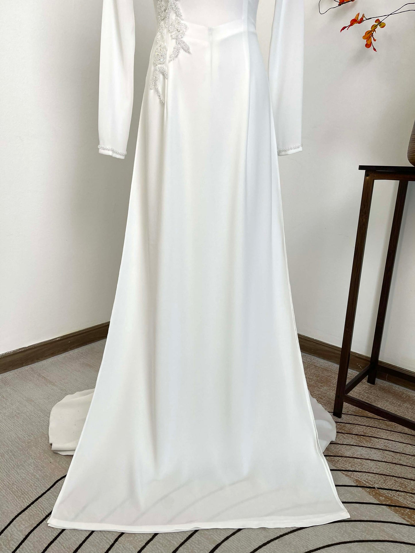 S240 1926 Áo only - Áo dài thiết kế đính kết màu trắng