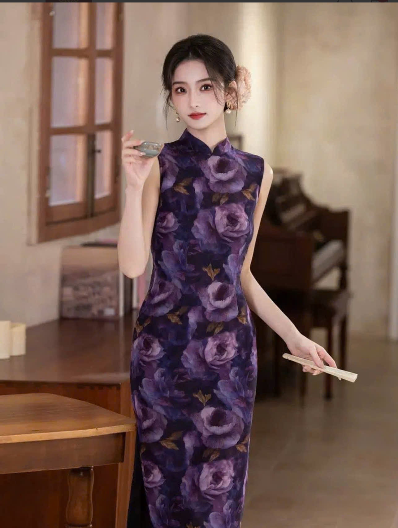 CS05 4867 - Sườn xám dài Mộng tử vi