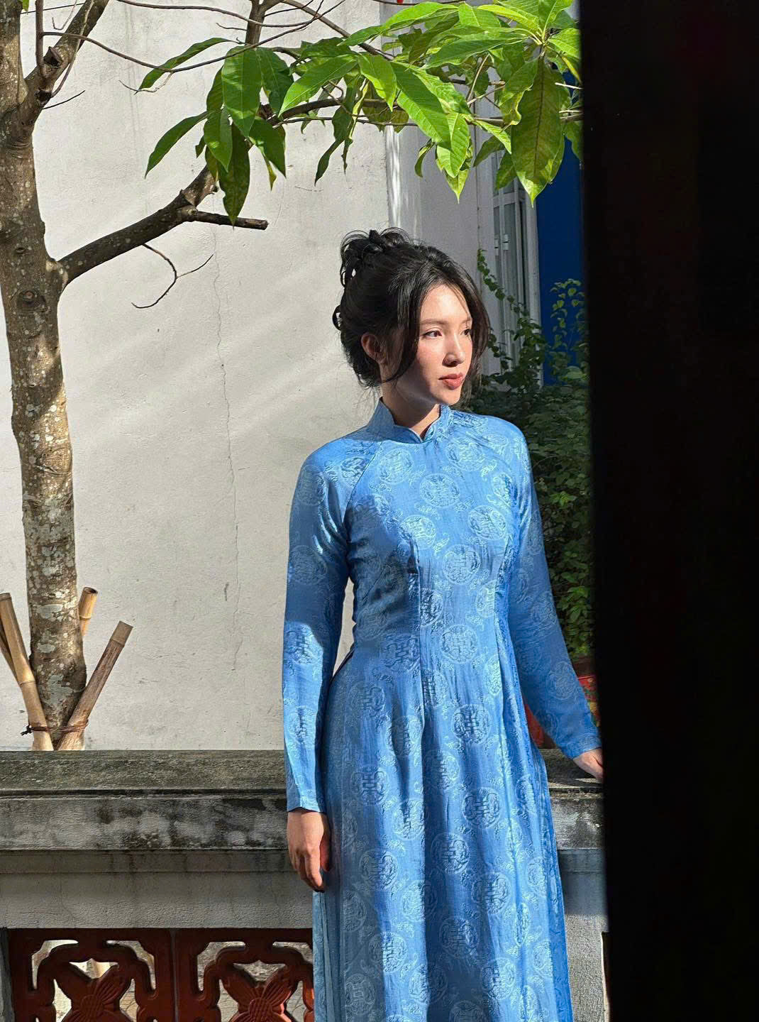 HD176 5142 Áo only no pants - Áo dài dáng truyền thống chiết li eo lụa nha xá thọ dơi
