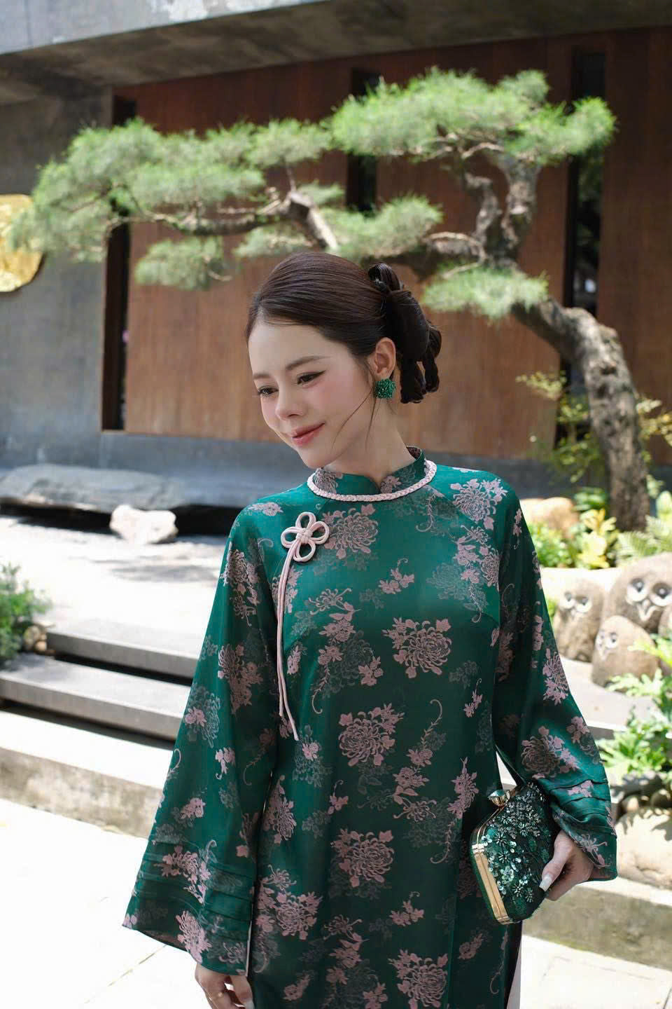 K203 Áo only no pants - Áo dài dáng suông 2 tà lụa tằm