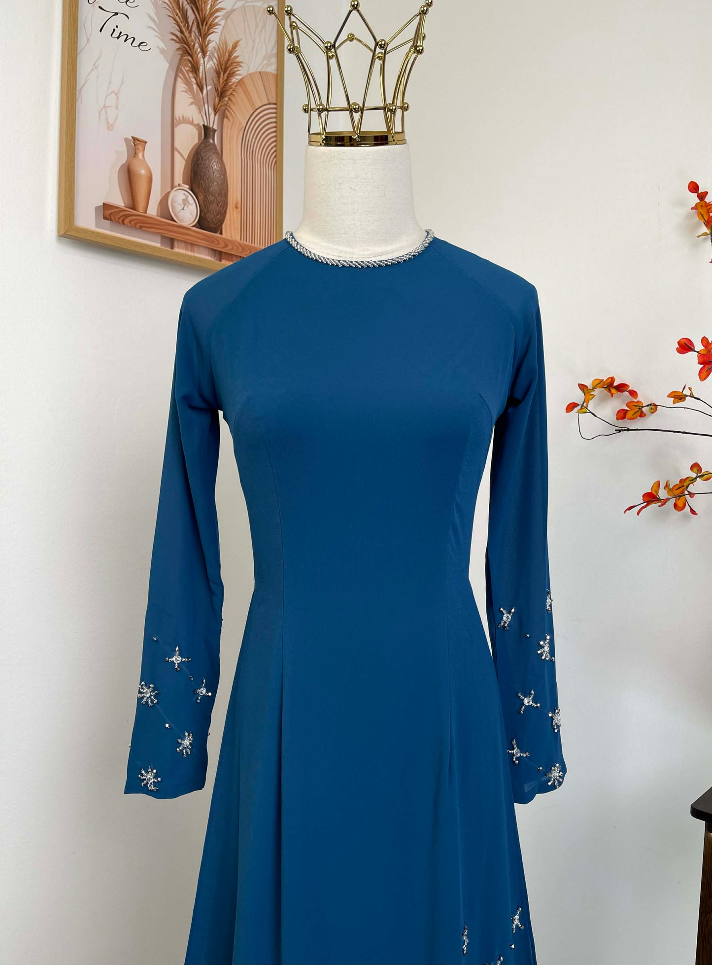 S239 1925 Áo only - Áo dài đính kết màu xanh dương