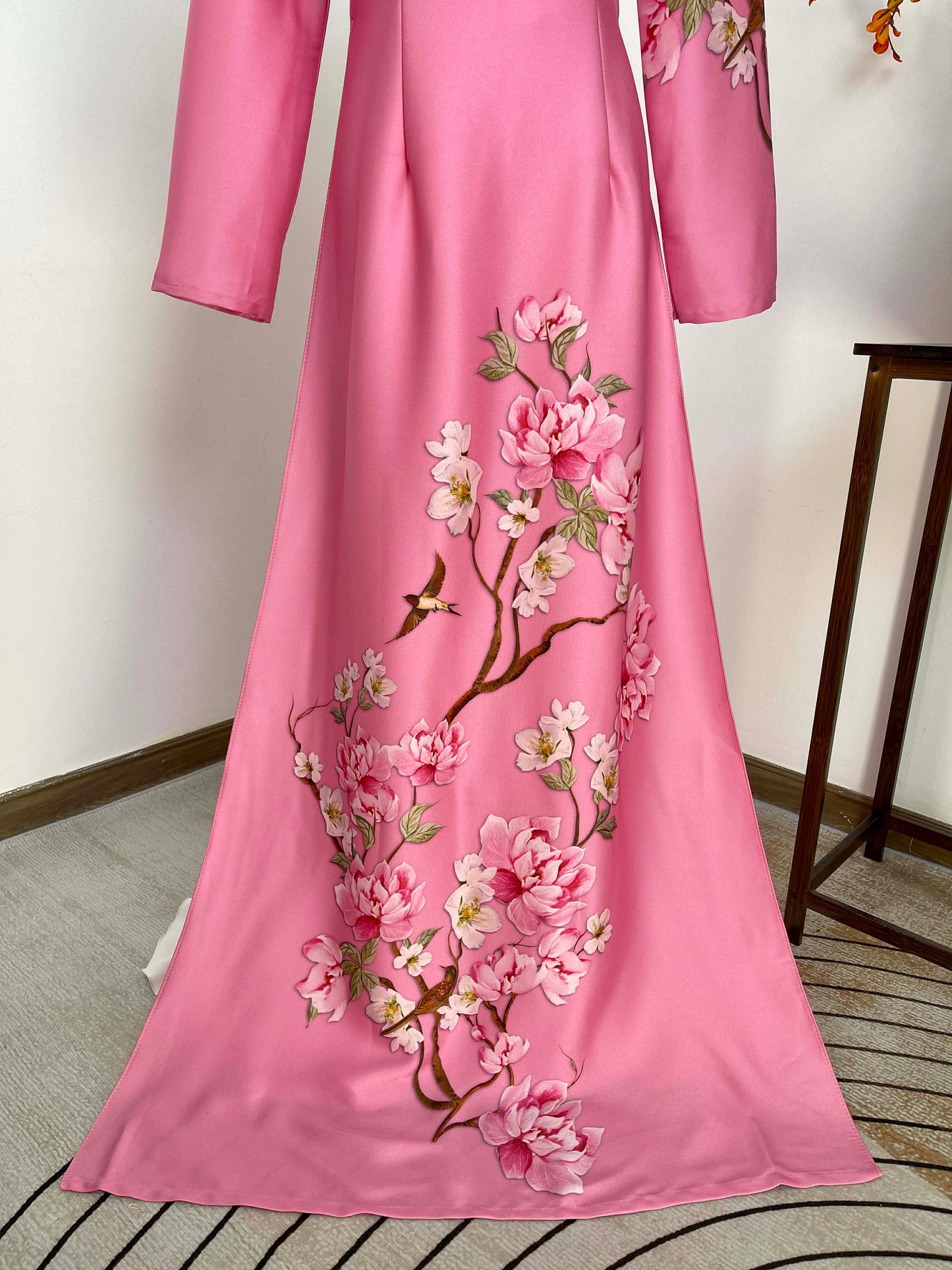 H458 1909 Áo only - Áo dài lụa ánh sao màu hồng