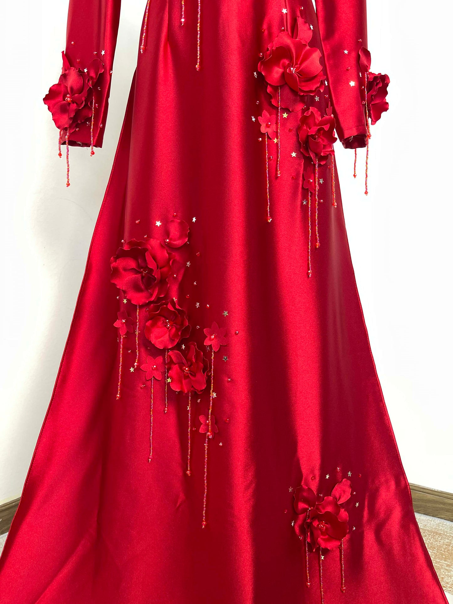 S246 2093 Áo only - Áo dài lụa thiết kế màu đỏ