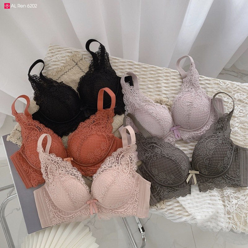 A47 - Áo lót ren hồng đệm dày màu kem nude 6202