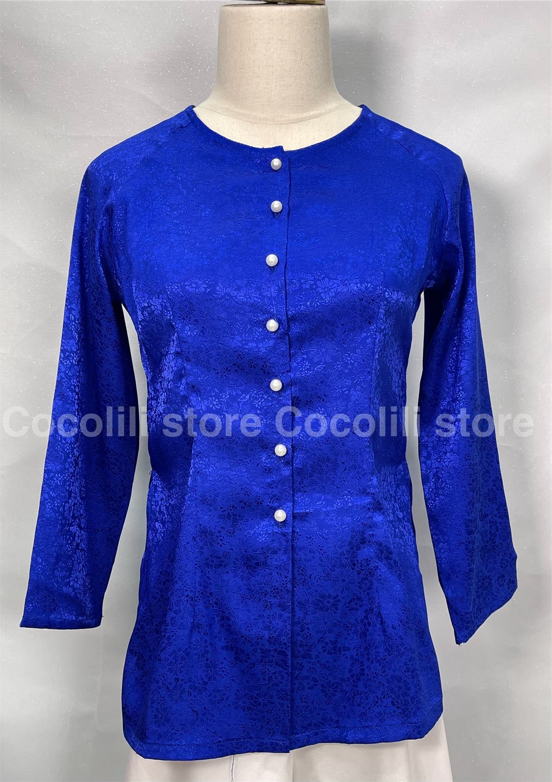 Bb05 Only Áo - Áo bà ba Gấm hoa màu Xanh Coban