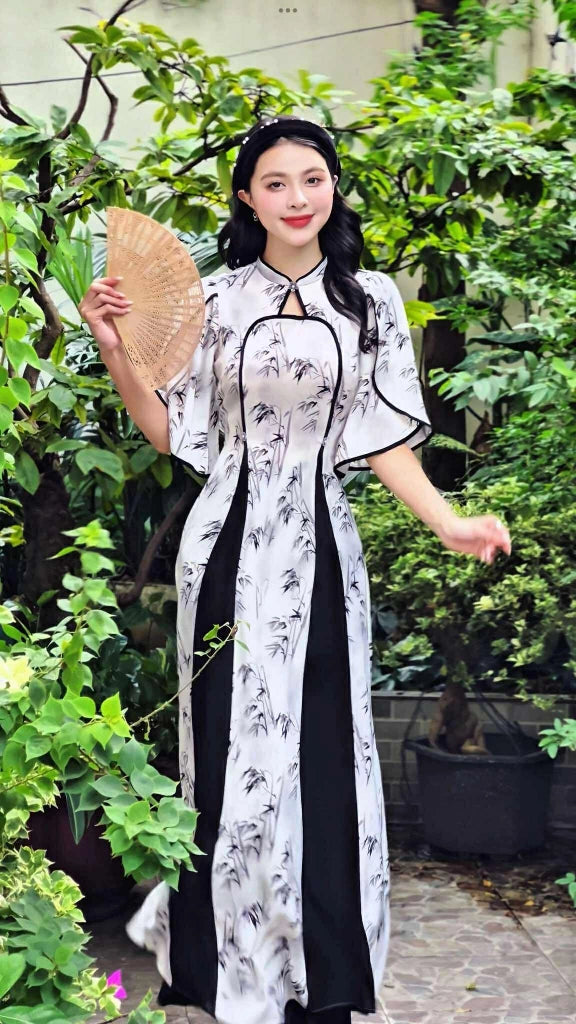 AD2894 Áo only - Áo dài 2 tà đình tranh