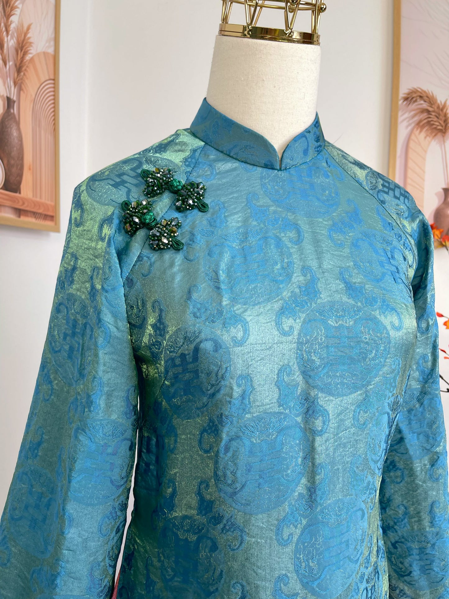 M272 2123 Áo + quần - Áo dài tằm ánh kim tencel dáng suông 4 tà thọ dơi kèm quần