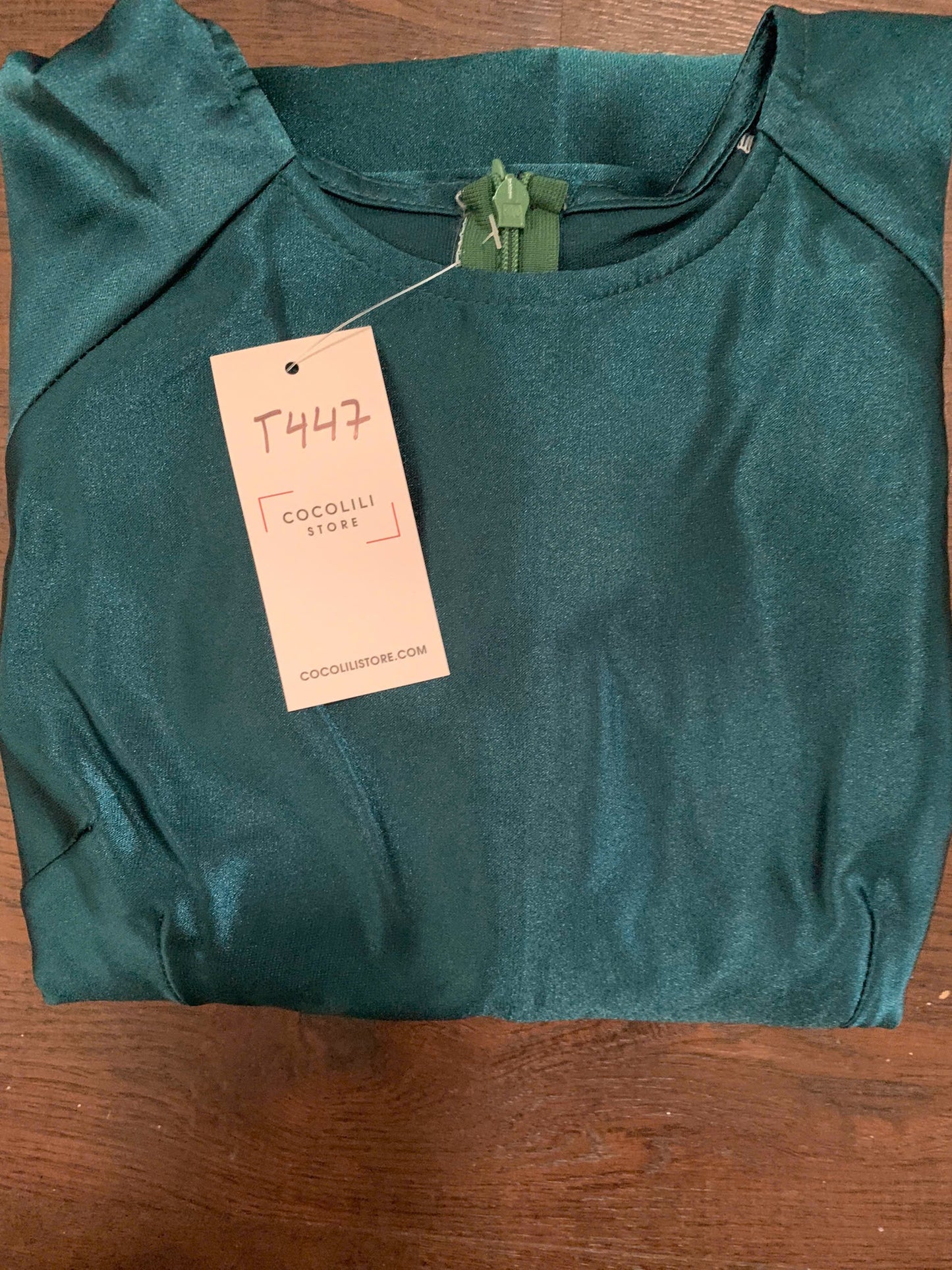 T447 only áo - Áo dài lụa ruby Xanh Cổ vịt