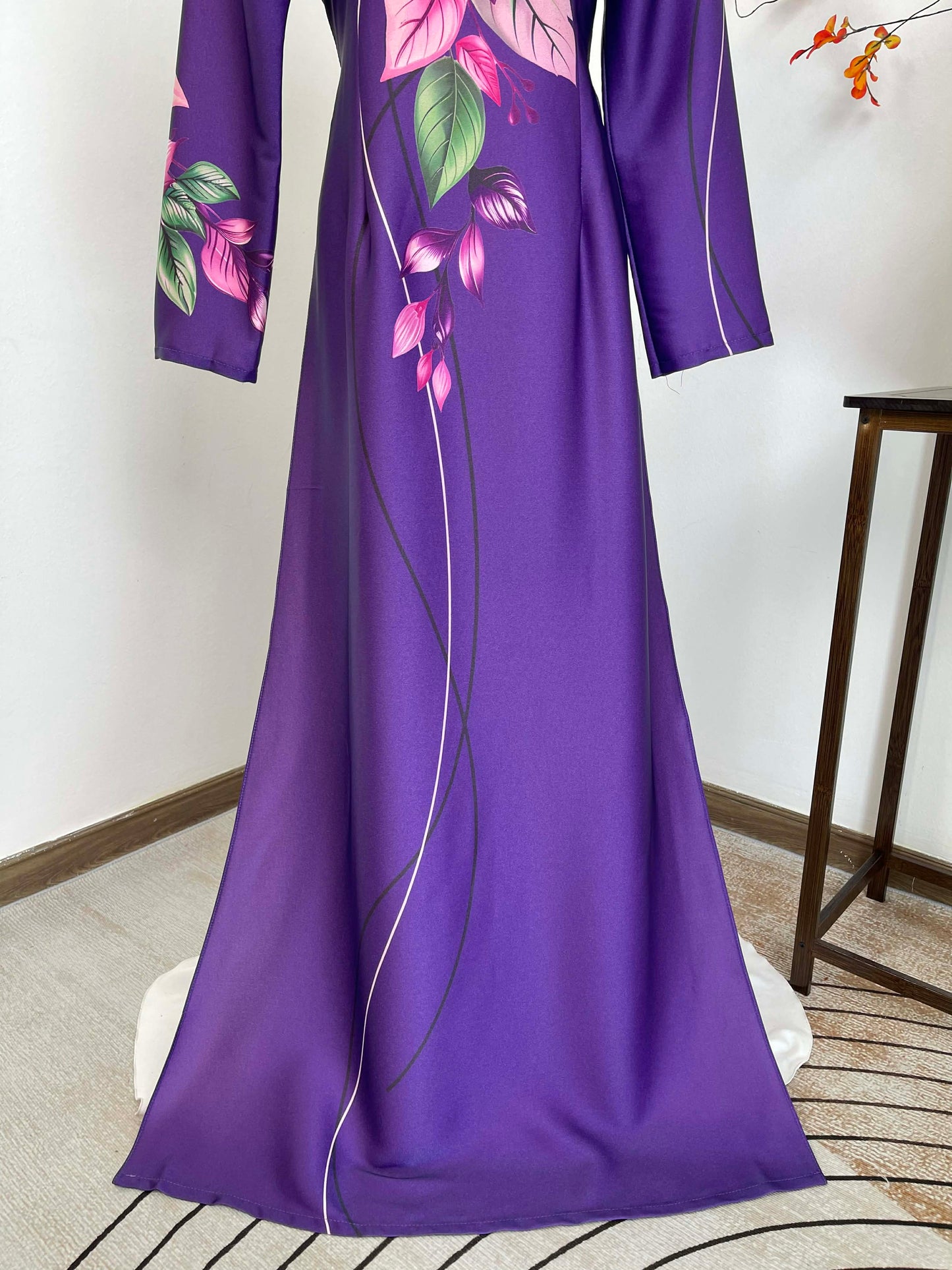 H465 1919 Áo only - Áo dài lụa ánh sao màu tím