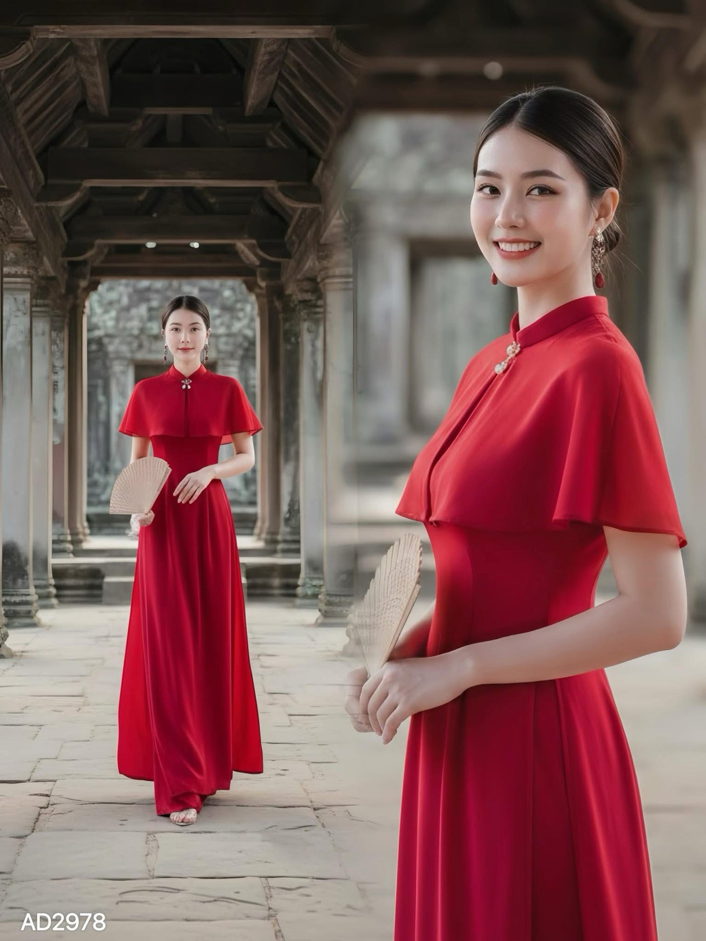 AD2978 Áo only - Áo Dài Liền Choàng Song Tử