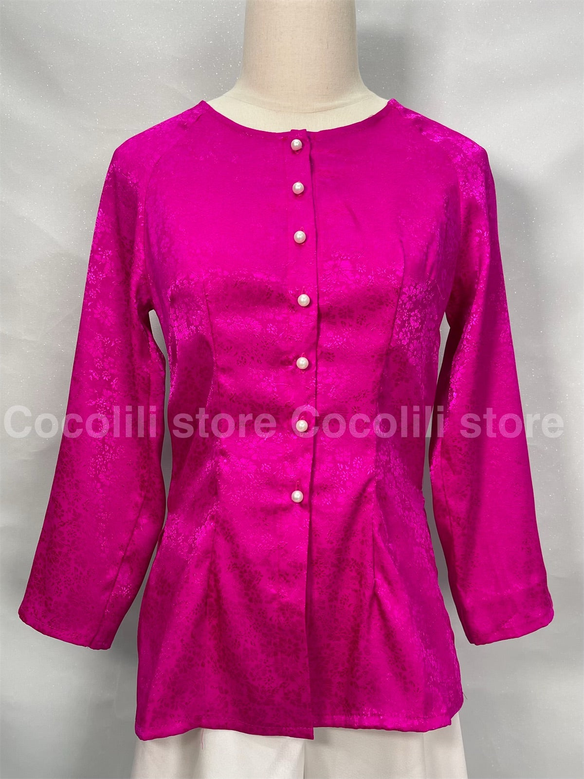 Bb02 7259 Only Áo - Áo bà ba Gấm hoa màu Hồng Sen