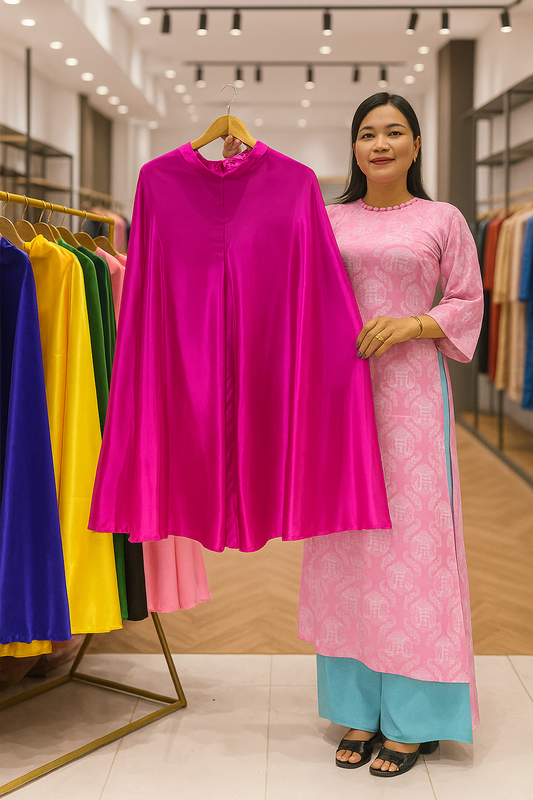 QV10 - Quần váy lụa phi nhật nam Hồng sen