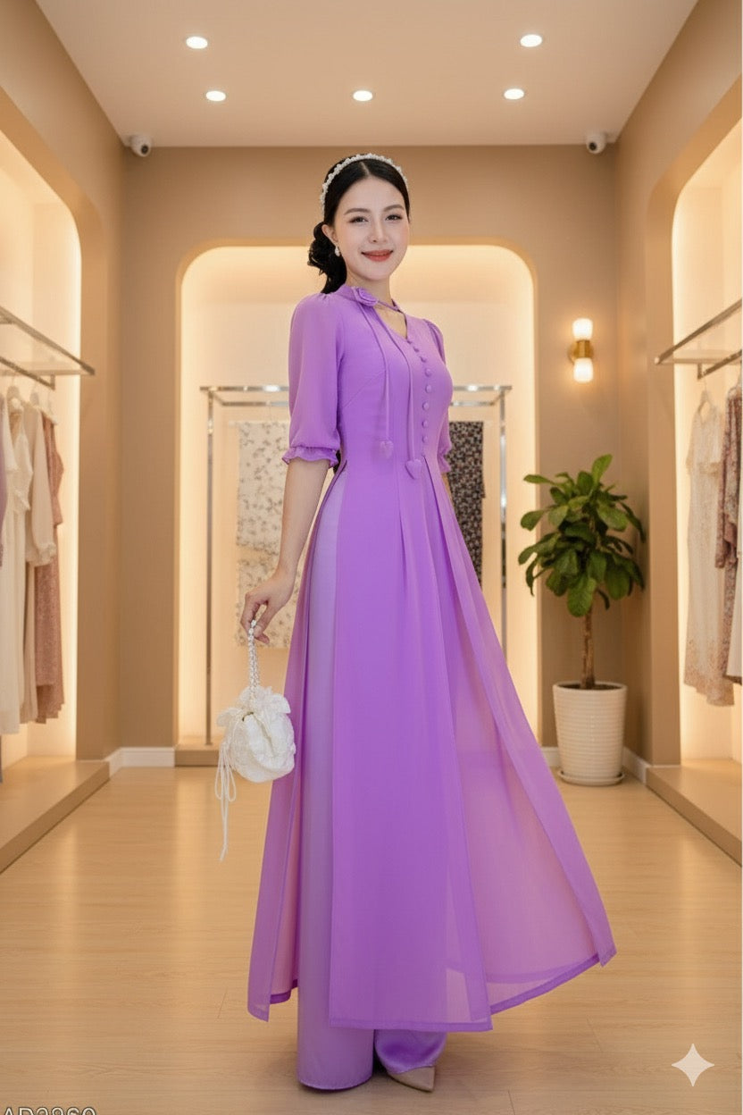 AD2860 Áo only - Áo dài tơ 4 tà cách điệu nhiều màu