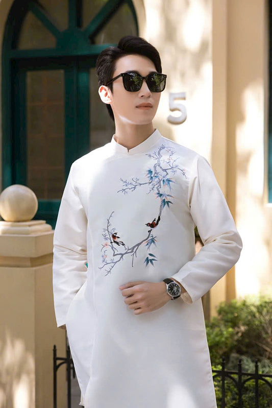 B99- Áo dài nam Trúc Mai