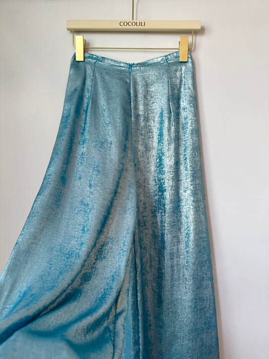 QN4 6200 - Quần thường lụa nhũ paris màu xanh blue