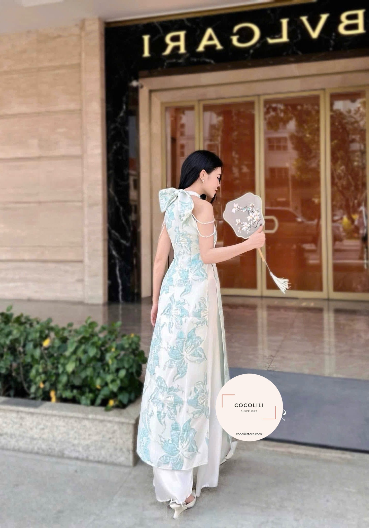 M417 4167 Áo + quần - Áo dài yếm lụa gấm kèm nơ