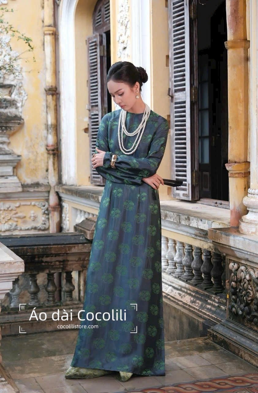 HD76 Áo only no pants - Áo dài lụa nha xá dáng truyền thống chiết li eo