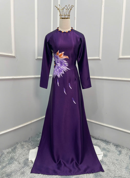 T499 - Áo dài Lụa valentino tím