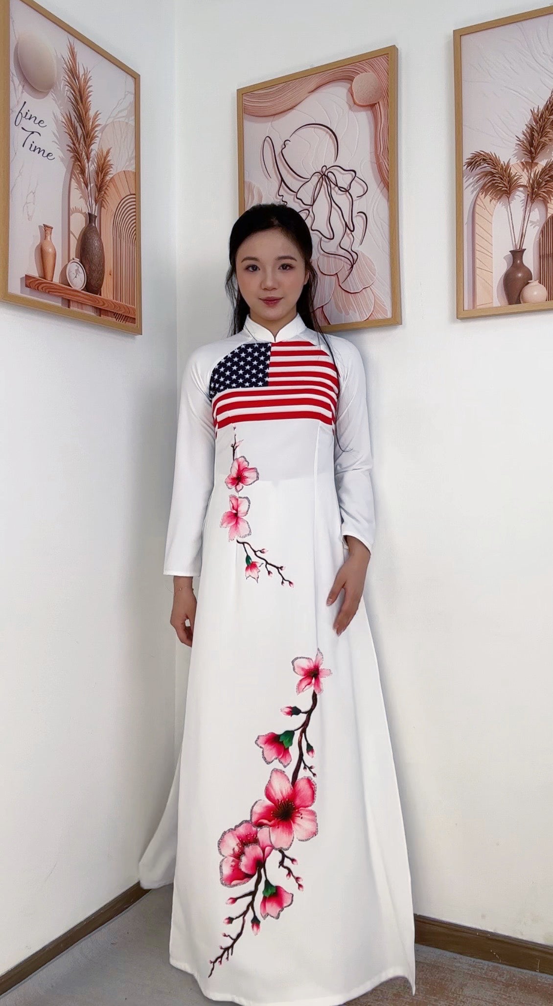 L176 4496 Only Áo - Áo dài cờ mỹ