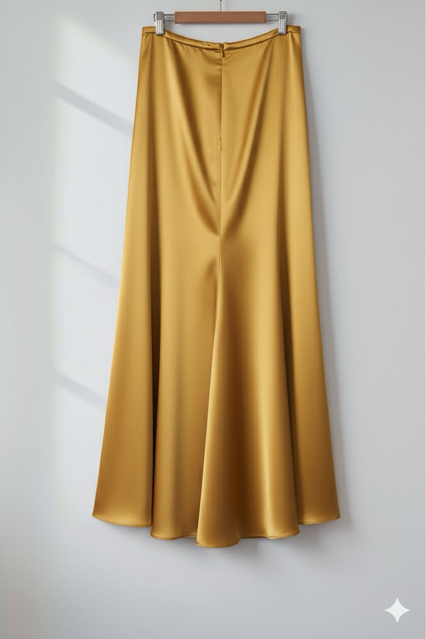 QV02067- Quần váy lụa mã não Vàng gold