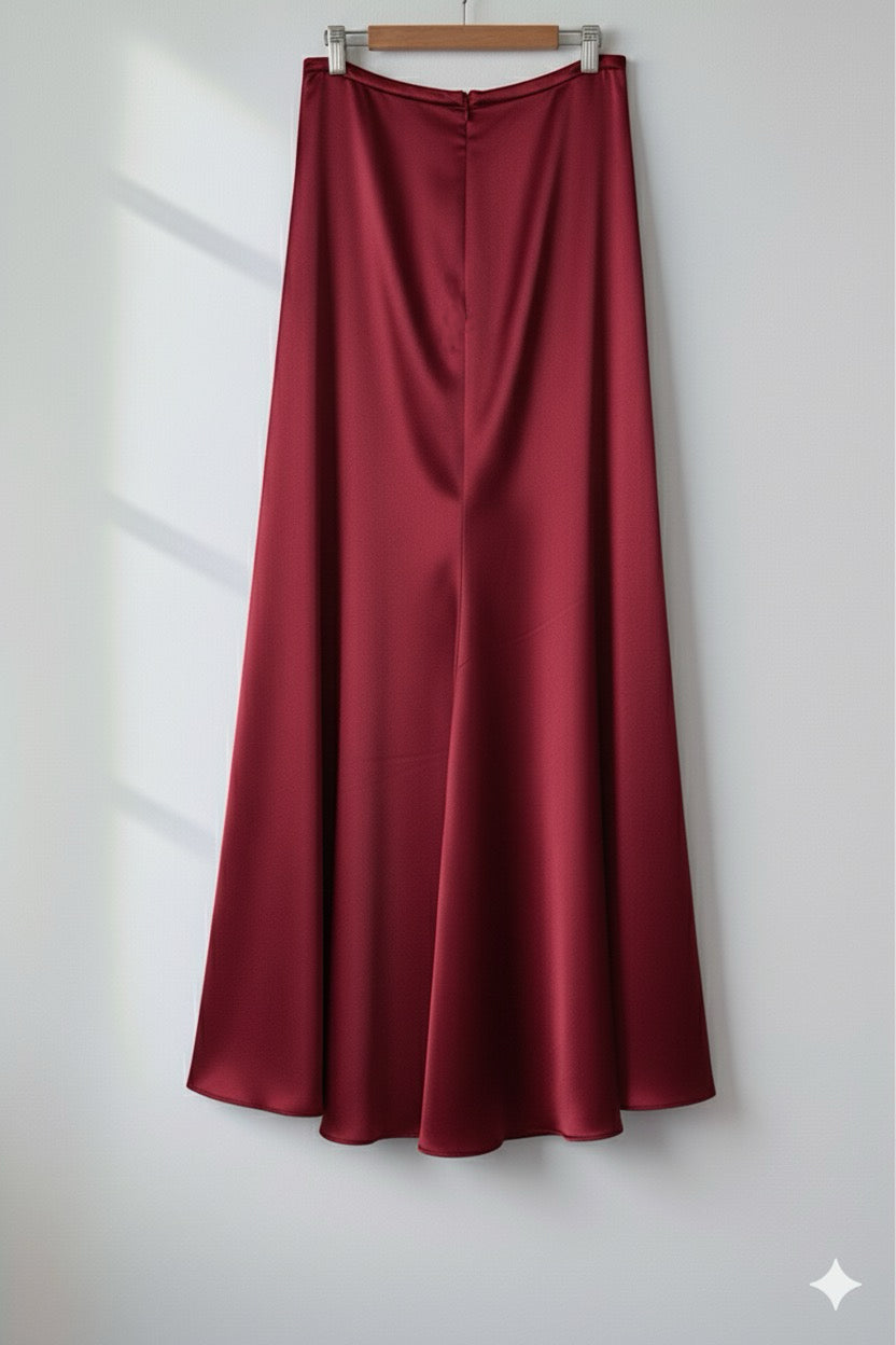 QV020632- Quần váy lụa mã não Đỏ Đô..