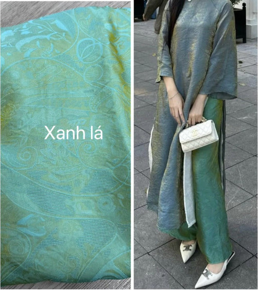 Xanh ánh - Quần lụa tằm ánh kim tencel
