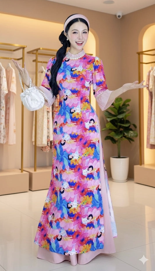 AD2837 Áo Dài only Vòng Nguyệt Quế.