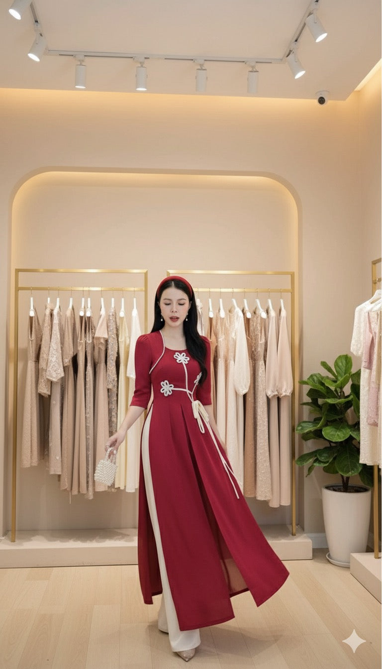AD2913 1208-Áo Dài only 3T Nơ Hoa Đán.