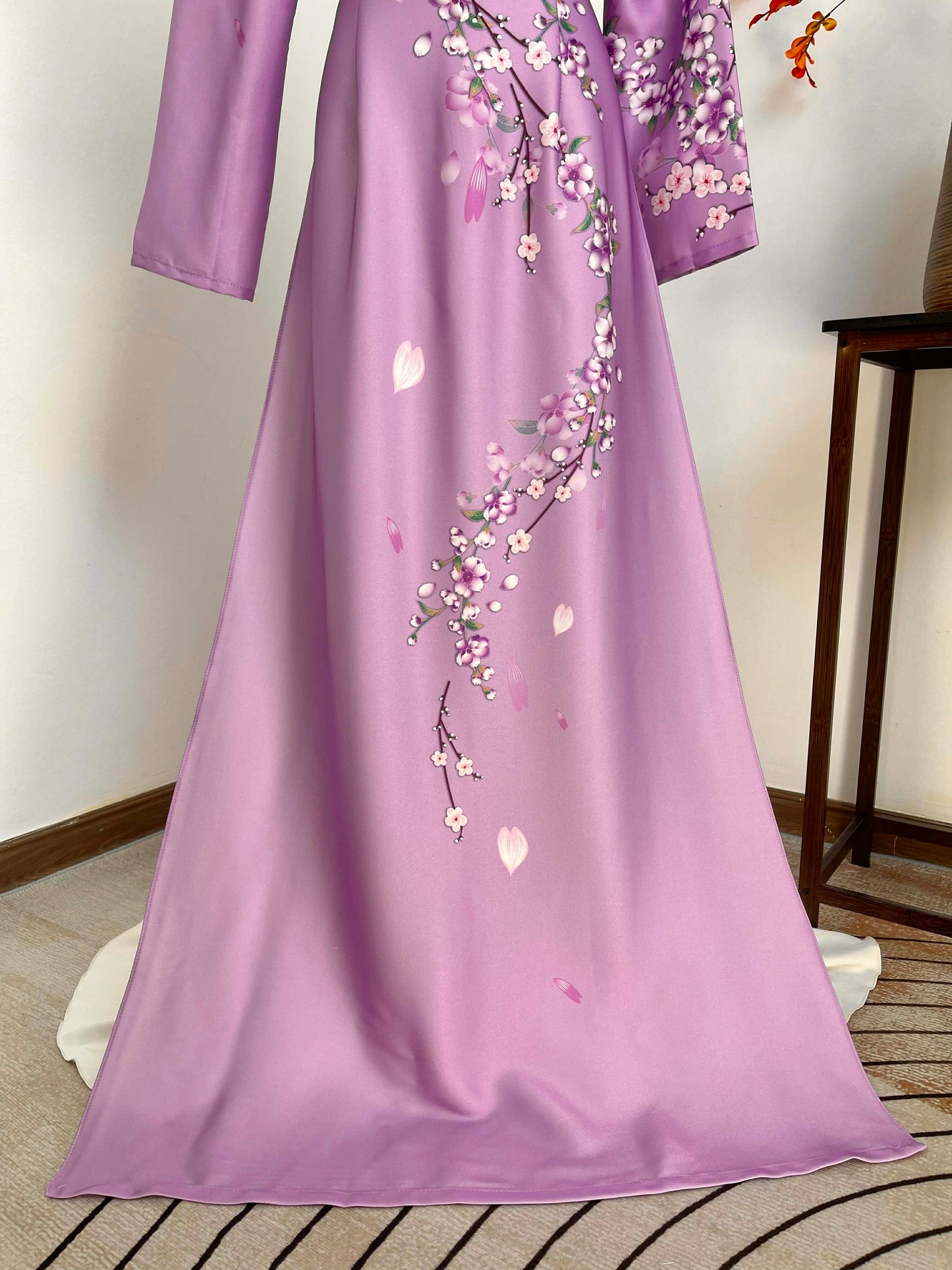 H423 1943 Áo only - Áo dài lụa ánh sao màu tím