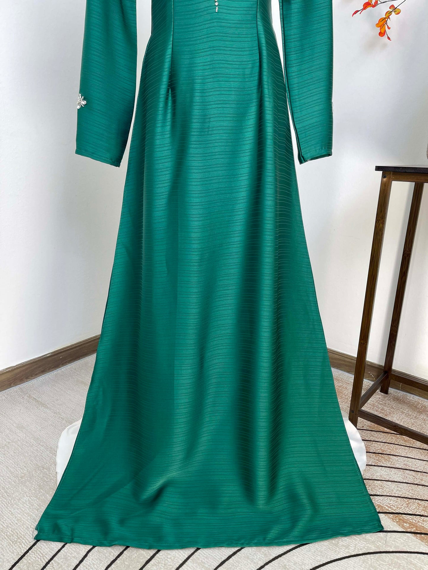 S242 1916 Áo only - Áo dài lụa ánh nguyệt màu xanh lá