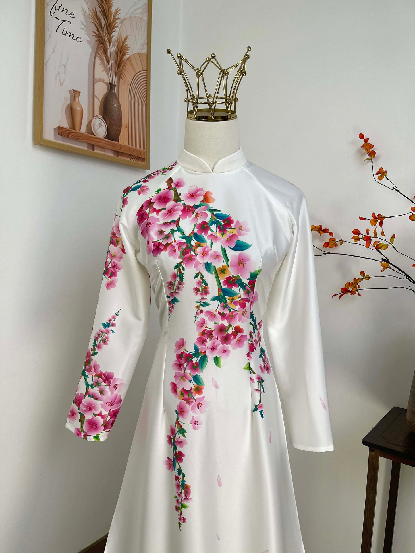 H421 1949 Áo only - Áo dài lụa ánh sao màu trắng