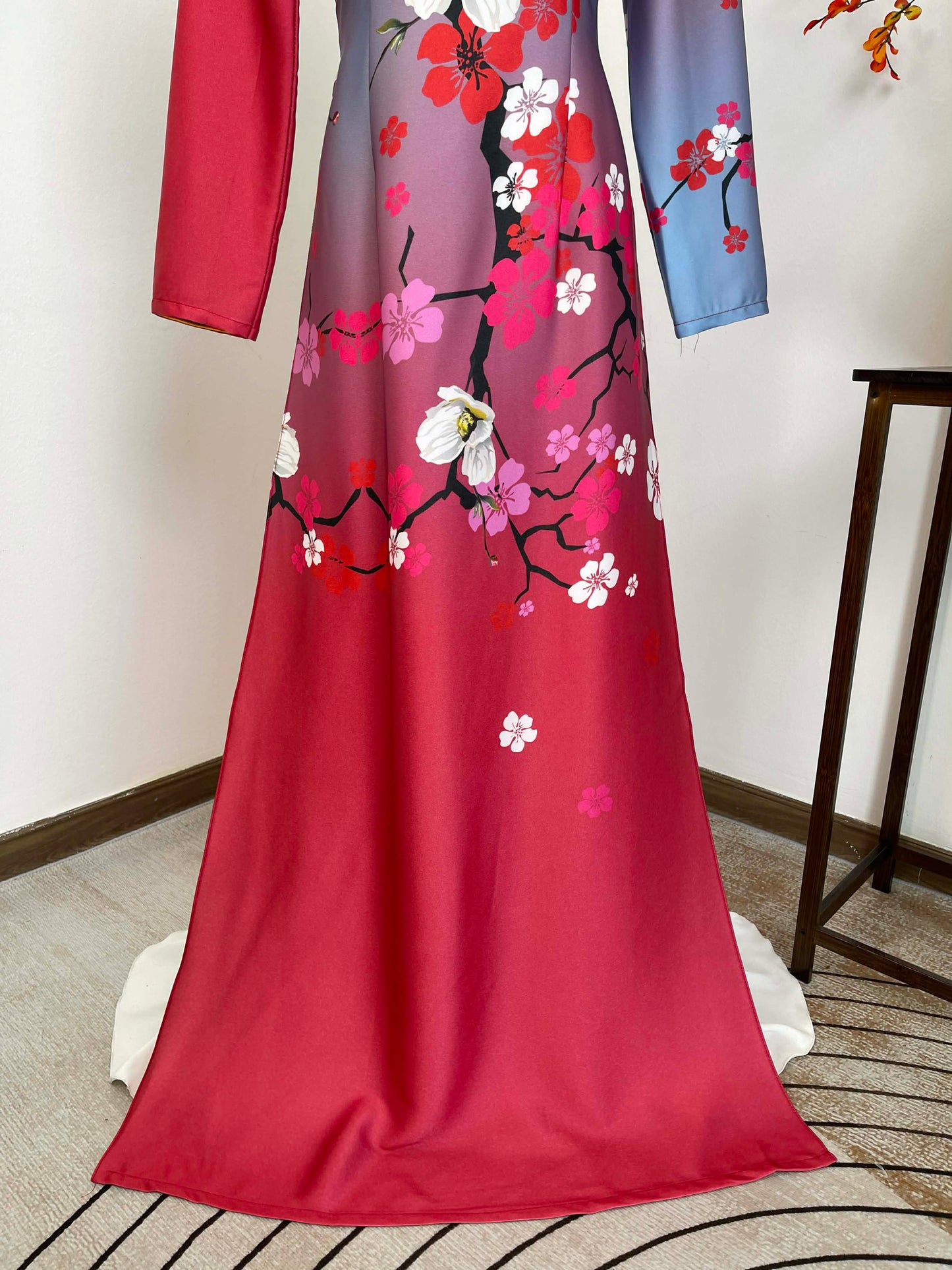 H466 1920 Áo only - Áo dài lụa ánh sao màu hồng xanh