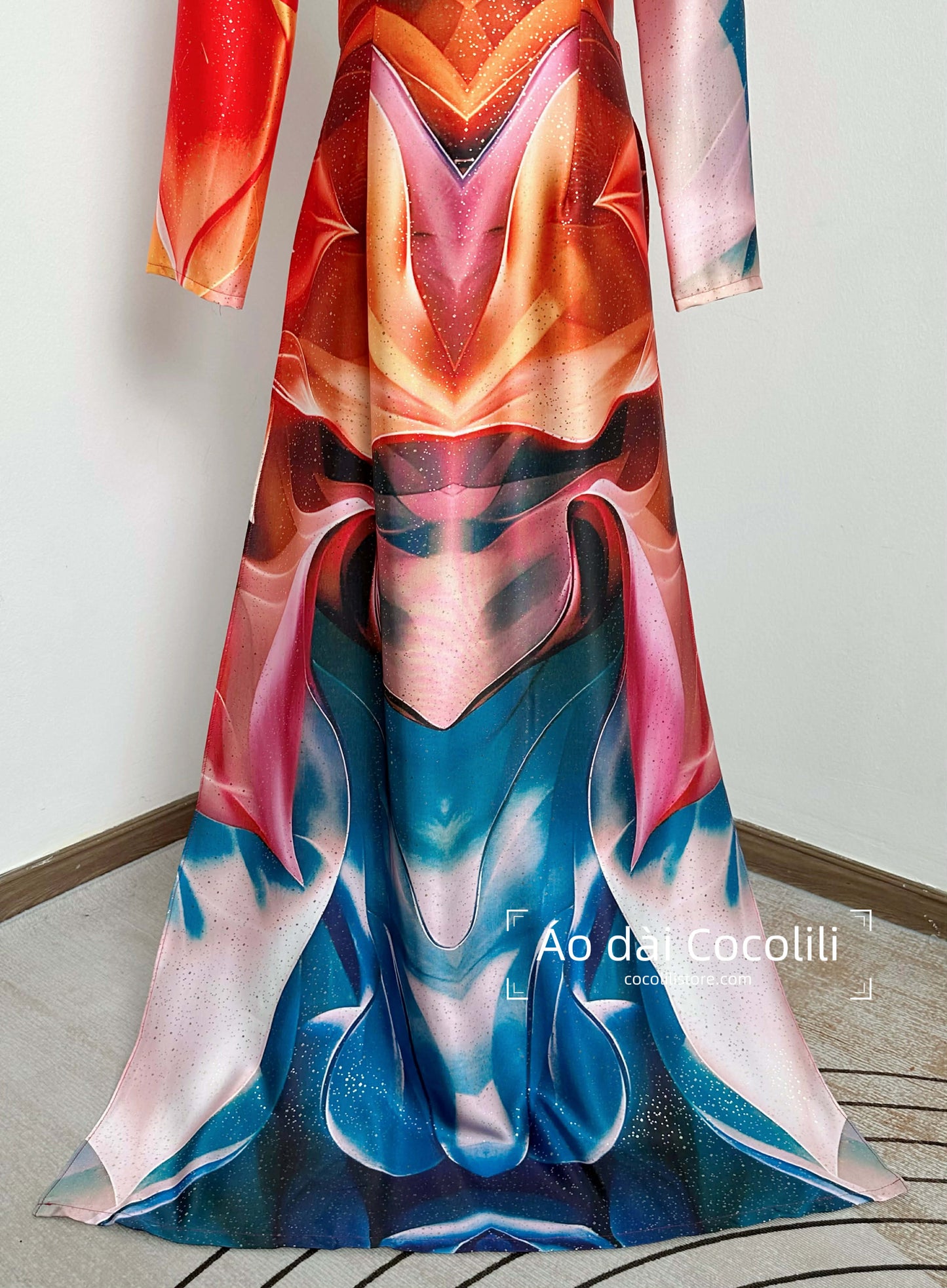 H646 Áo only no pants - Áo dài dáng truyền thống chiết li loang