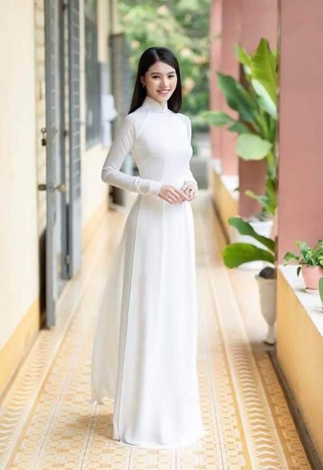 C021 Áo + quần - Áo dài 4 tà chiffon trơn trắng