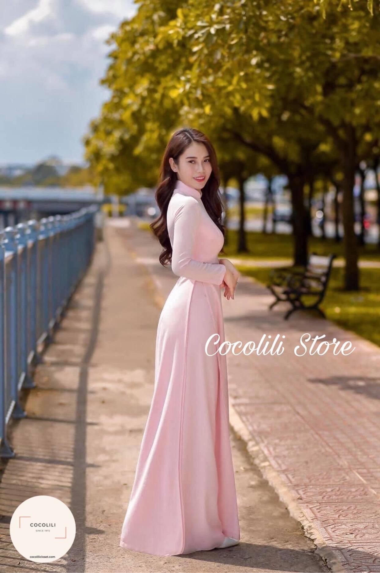 QC19 4322 Quần chiffon 2 lớp màu hồng phấn