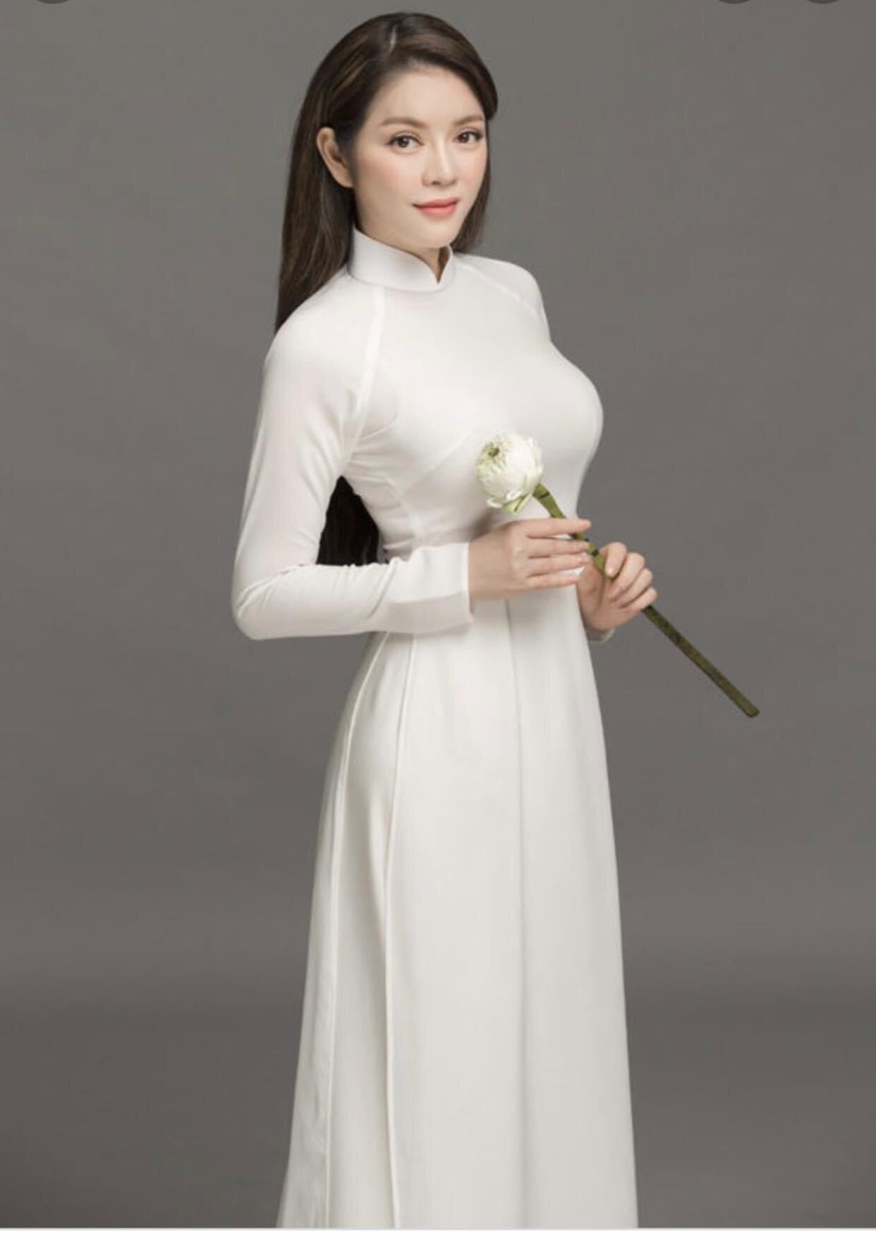 C021 Áo + quần - Áo dài 4 tà chiffon trơn trắng