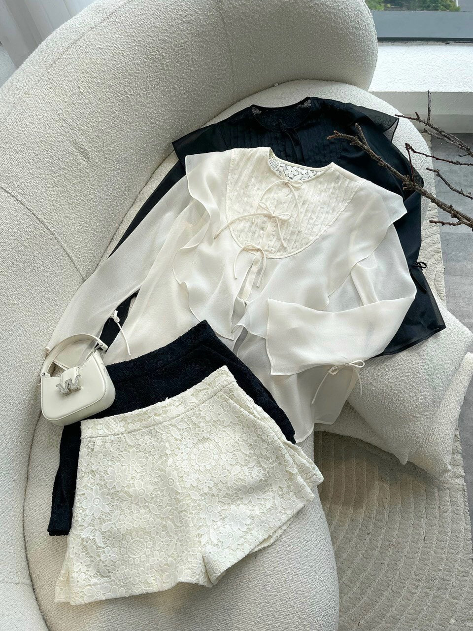 VX12 - Set áo dài tay + quần ren hàng cao cấp
