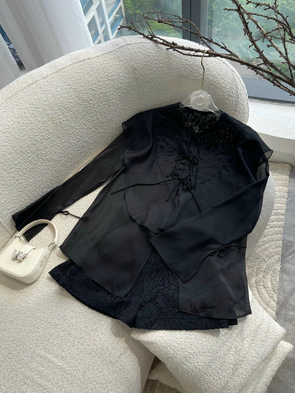VX12 - Set áo dài tay + quần ren hàng cao cấp