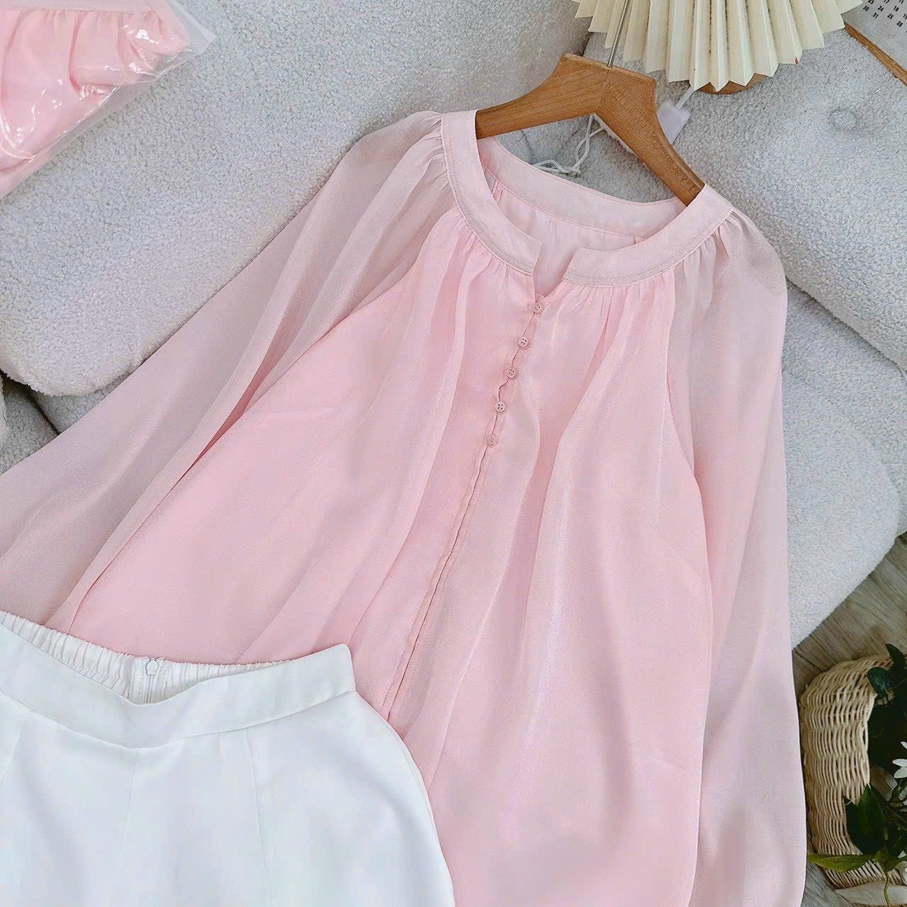 Set01 - Set áo baby doll hồng + quần đùi trắng
