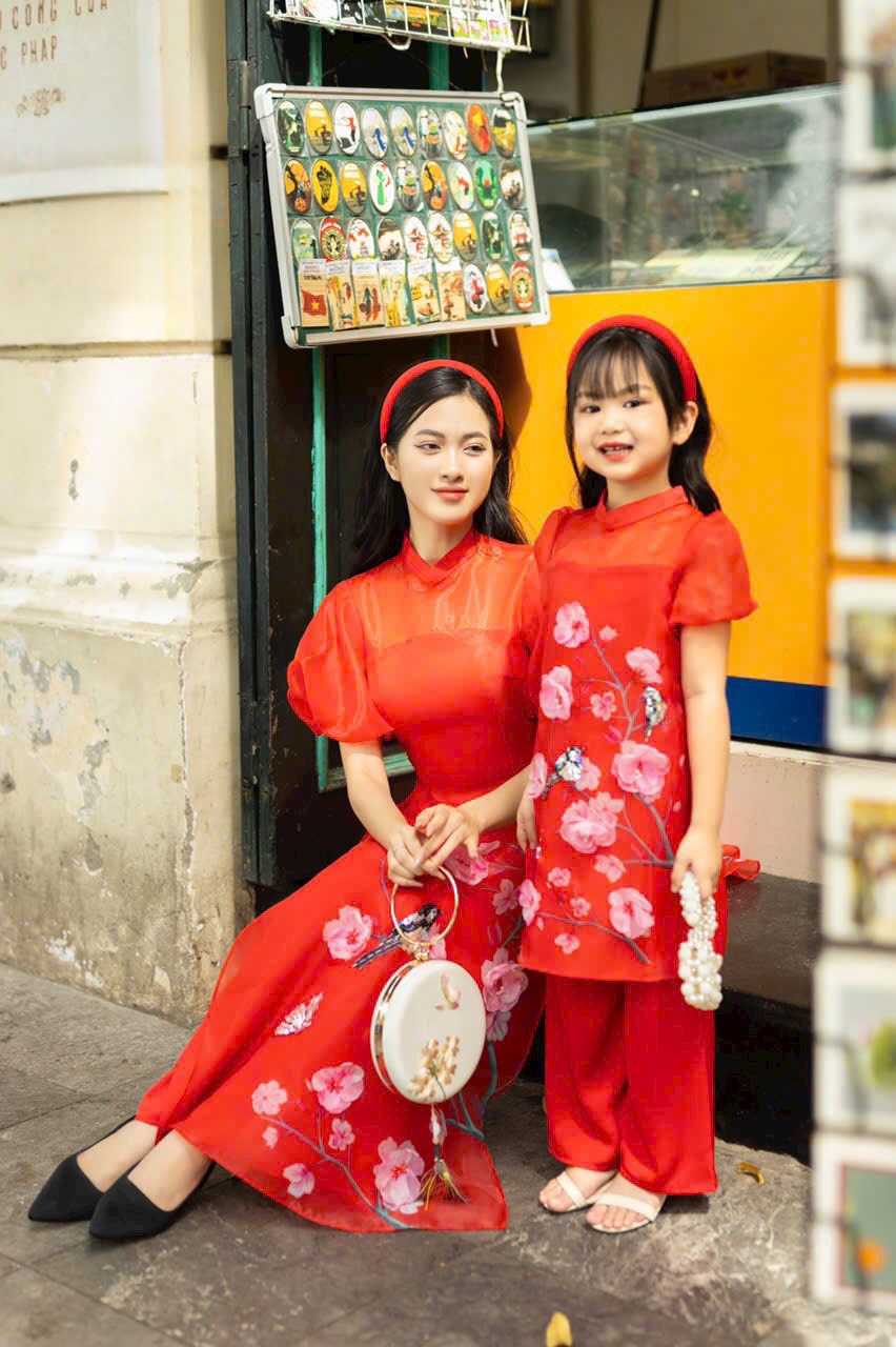 BG42 Bộ Áo dài bé gái + quần