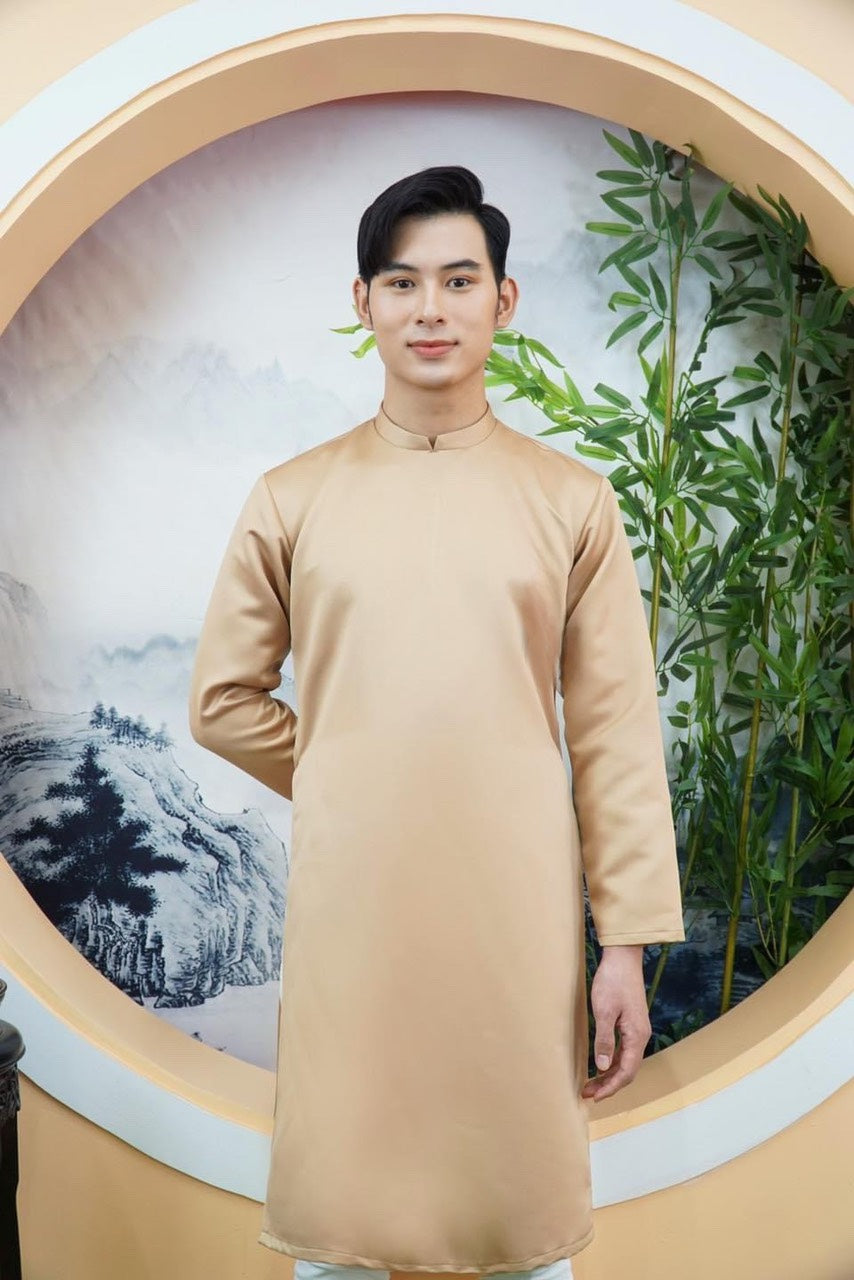 B008 Only Áo - Áo dài Nam VẠN SỰ THÀNH CÔNG màu Milk Coffee