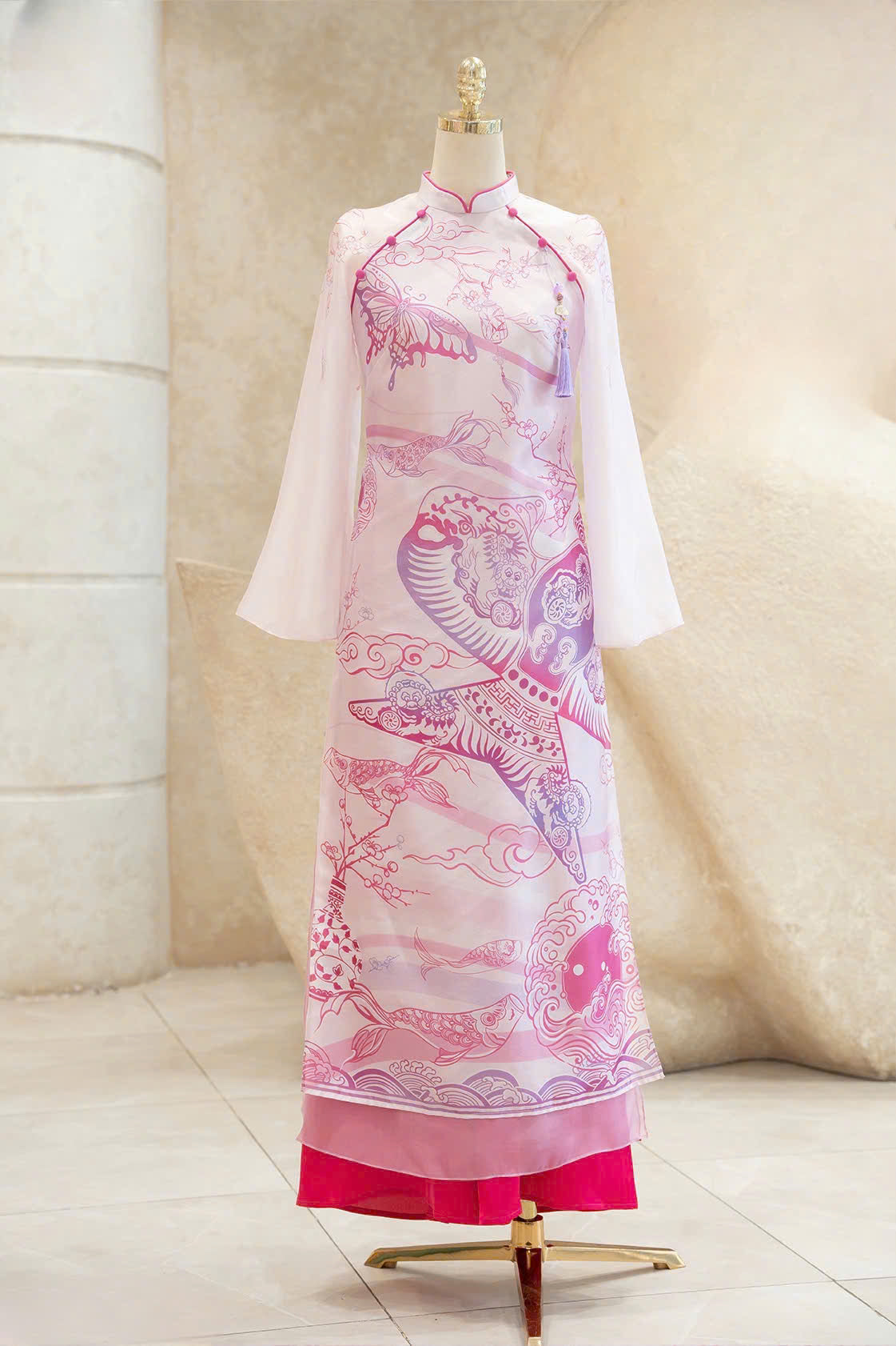 M189 áo + quần - Áo dài dáng suông Du nhiên