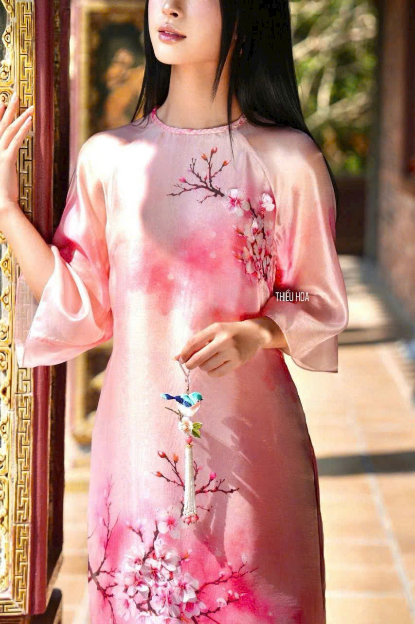 T402 Áo + quần - Áo dài cách tân dáng suông 4 tà Thiều Hoa