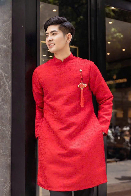 B88 - Áo dài nam đỏ