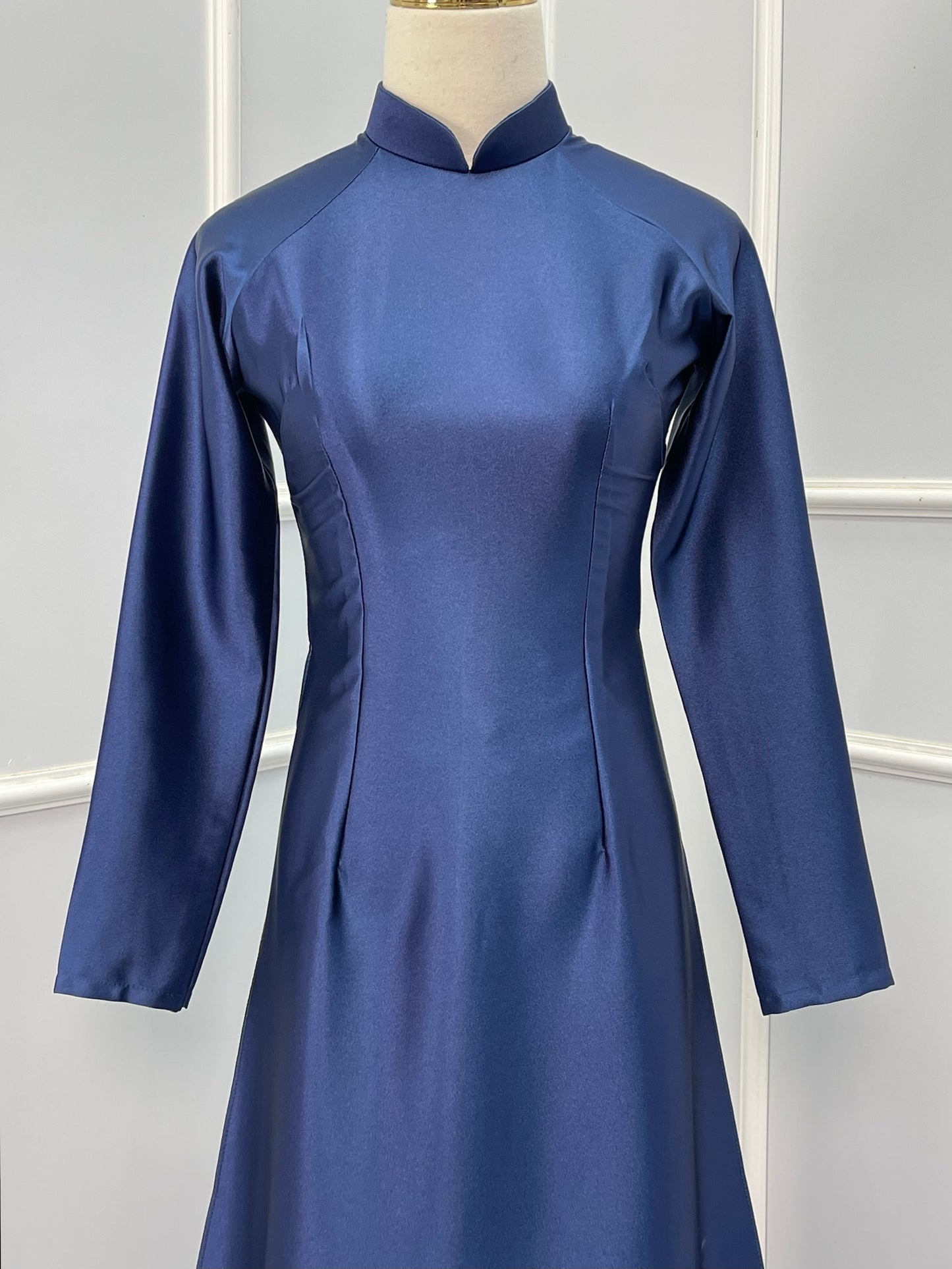 RB02 Áo only - Áo dài lụa ruby màu Xanh than