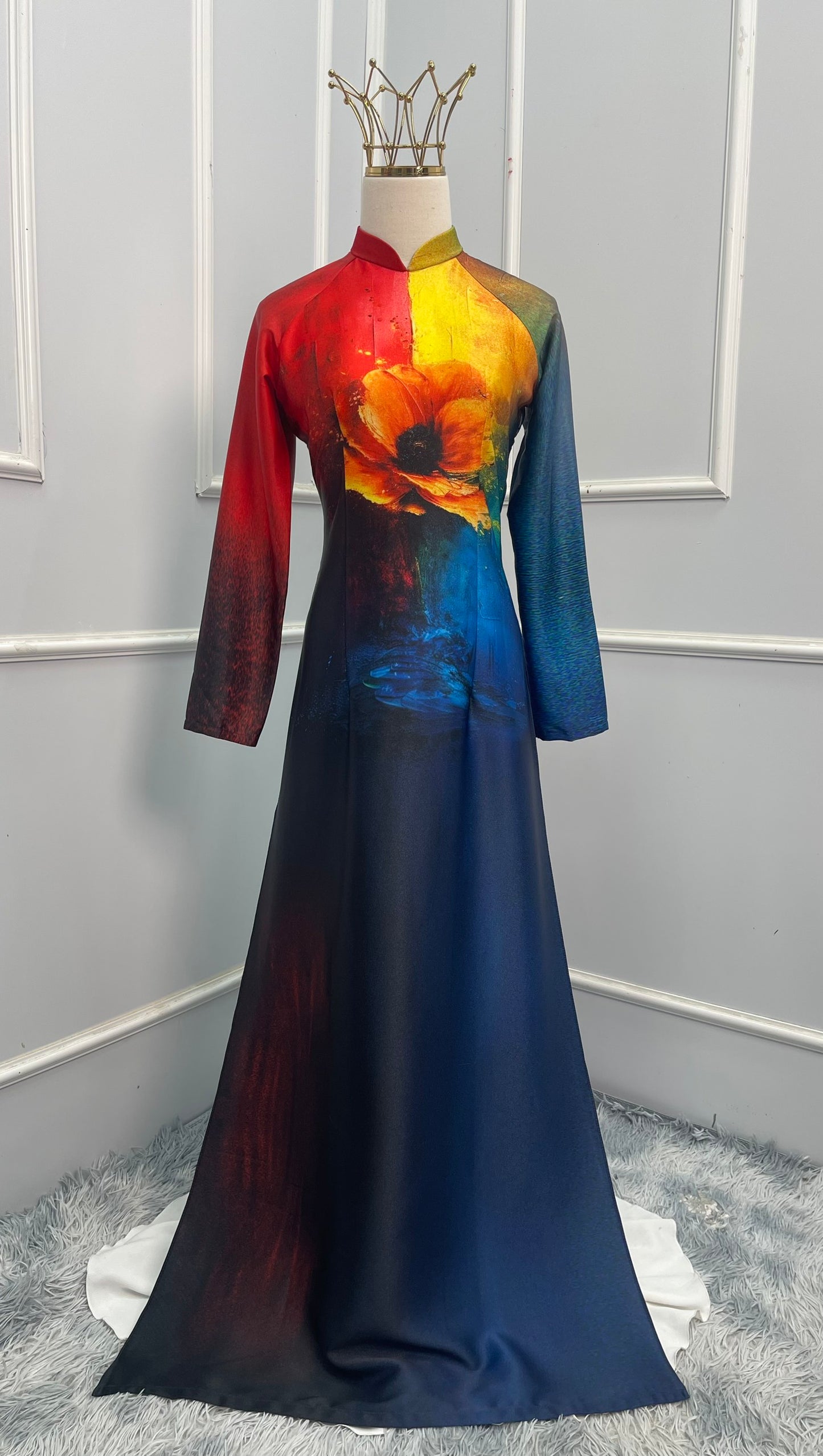 L1675 Áo only - Áo dài in hoa lụa thái tuấn