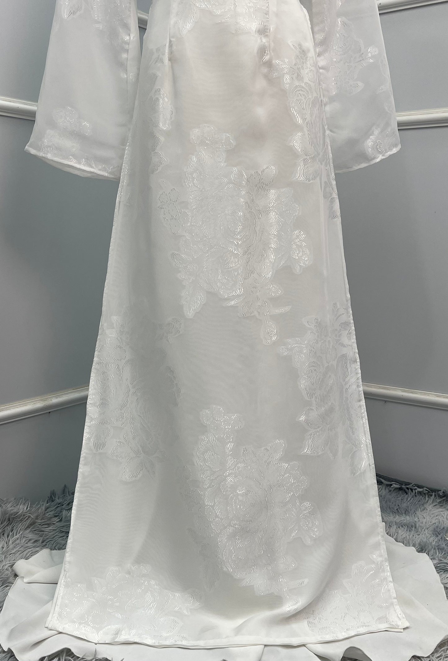 T480 Áo only - Áo dài tơ silk màu trắng